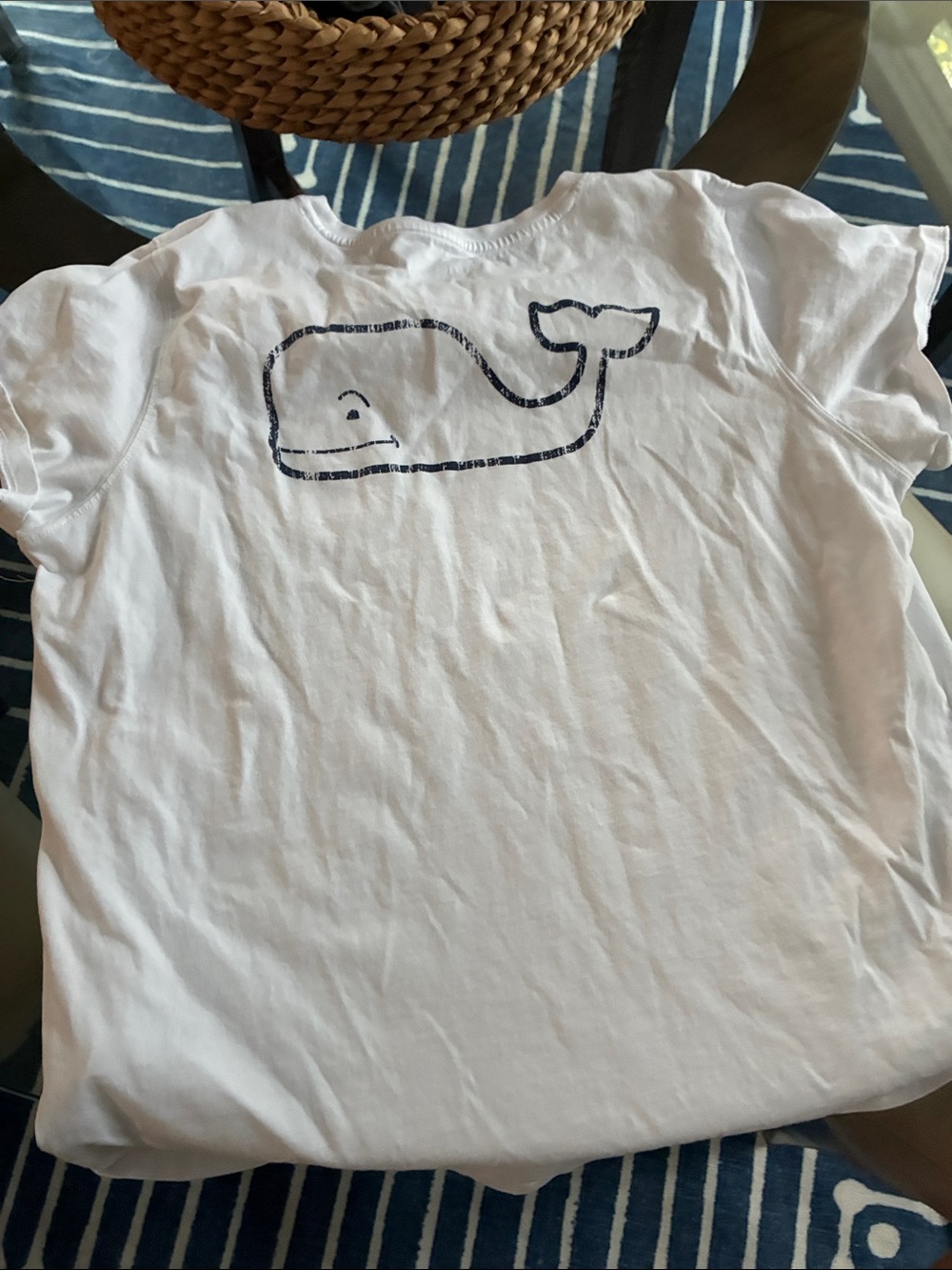 Vineyard Vines White Tee with Navy Whale Outline